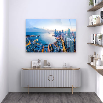 Qingdao City Skyline Aerial Fushan Bay Acrylic Glass Printing Wall Art Australian Made Quality