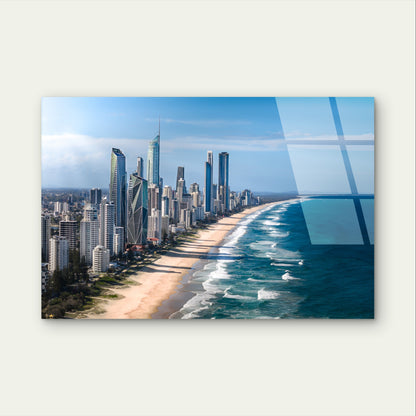 Gold Coast Surfers Paradise Skyline Aerial Acrylic Glass Printing Wall Art Australian Made Quality