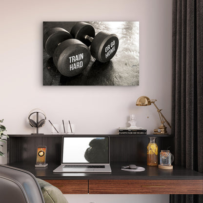 Gym Dumbbell Train Hard Or Go Home 5mm Plastic Poster Ready to Hang 90x60cm