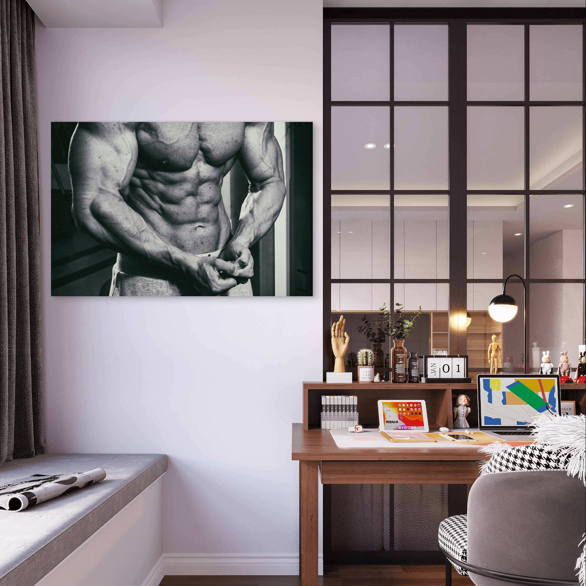 Gym Bodybuilder Abs Muscle Fitness 5mm Plastic Poster Ready to Hang 90x60cm