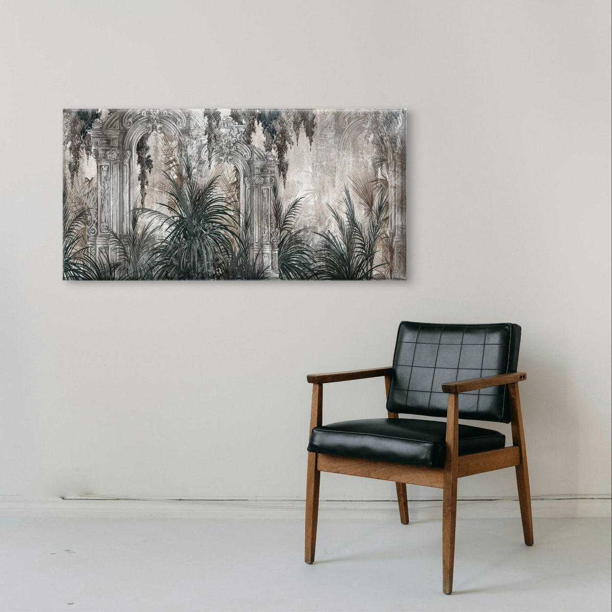 Opulent Antique Pillar Rainforest Wall Art Canvas Office Home Framed 120x60cm
