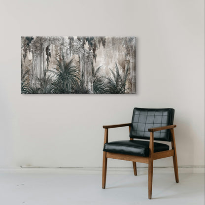 Opulent Antique Pillar Rainforest Wall Art Canvas Office Home Framed 120x60cm