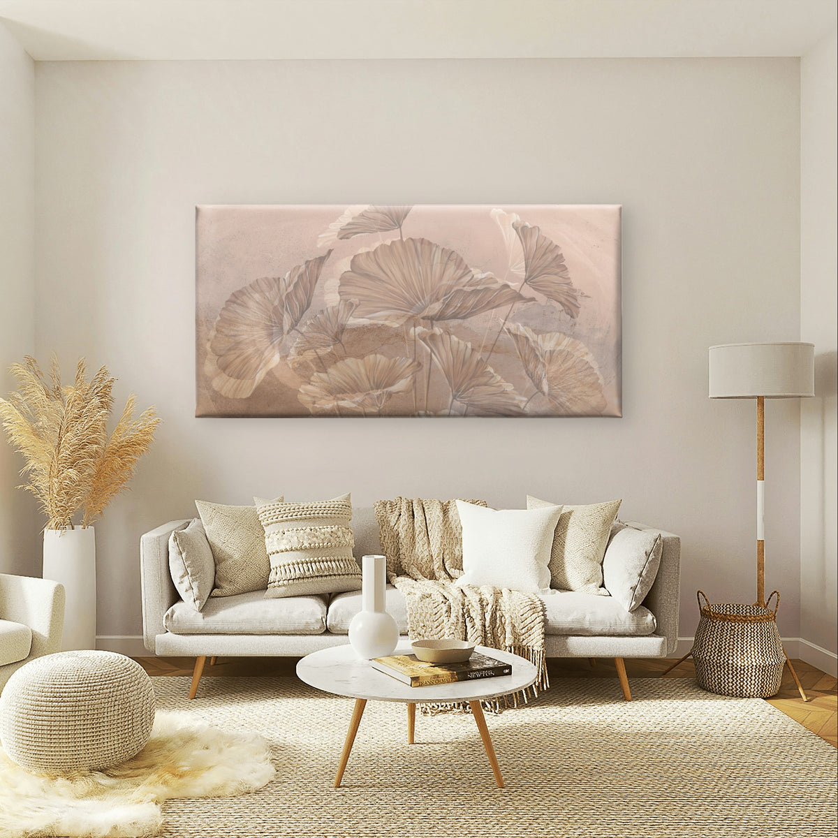 Exquisite Warm Cream Ginkgo Foliage Wall Art Canvas Office Home Framed 120x60cm