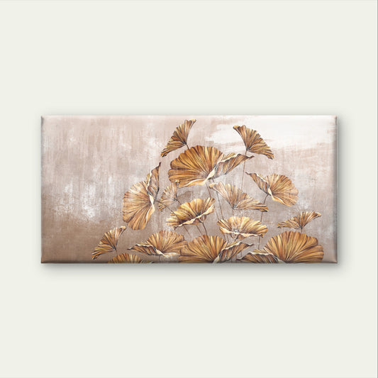 Grand Golden Ginkgo Fan Leaf Blossom Wall Art Canvas Office Home Framed 120x60cm