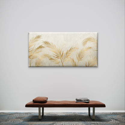 Luxury Gold Foil Palm Leaf Boho Wall Art Canvas Office Home Framed 120x60cm