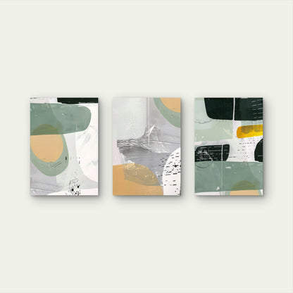 3pcs Modern Minimalist Sage Green Abstract Wall Art Set Canvas Framed 50x70cm - High Quality Print 100% Australian Made Wall Canvas Ready to Hang
