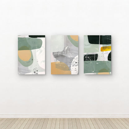 3pcs Modern Minimalist Sage Green Abstract Wall Art Set Canvas Framed 40x60cm - High Quality Print 100% Australian Made Wall Canvas Ready to Hang