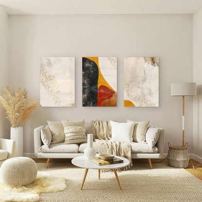 3pcs Modern Gold Foil Textured Abstract Wall Art Set Canvas Framed 50x70cm - High Quality Print 100% Australian Made Wall Canvas Ready to Hang