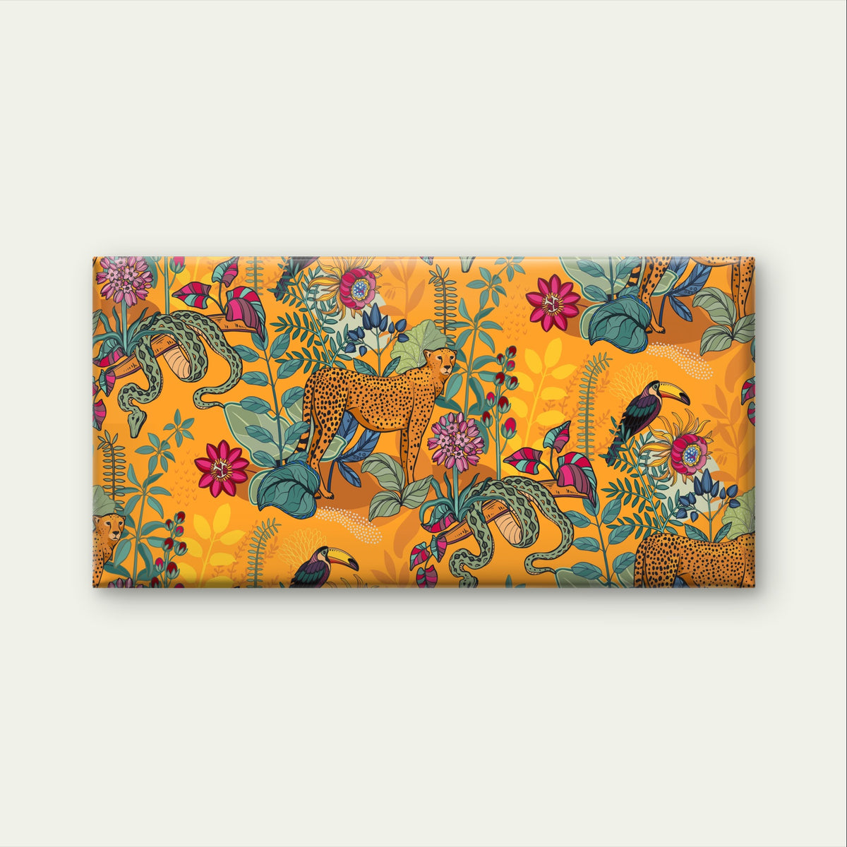 Jungle Cheetah Toucan Leopard Floral Wall Art Canvas Office Home Framed 120x60cm