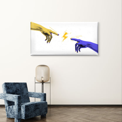 Pop Creation Adam Hands Lightning Wall Art Canvas Office Home Framed 120x60cm