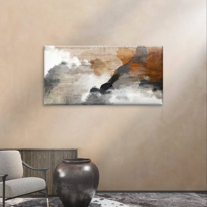 Brown Grey Terracotta Abstract Paint Wall Art Canvas Office Home Framed 120x60cm
