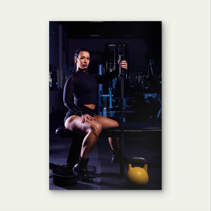 Fitness Woman Workout Kettlebell Bar 5mm Plastic Poster Ready to Hang 90x60cm