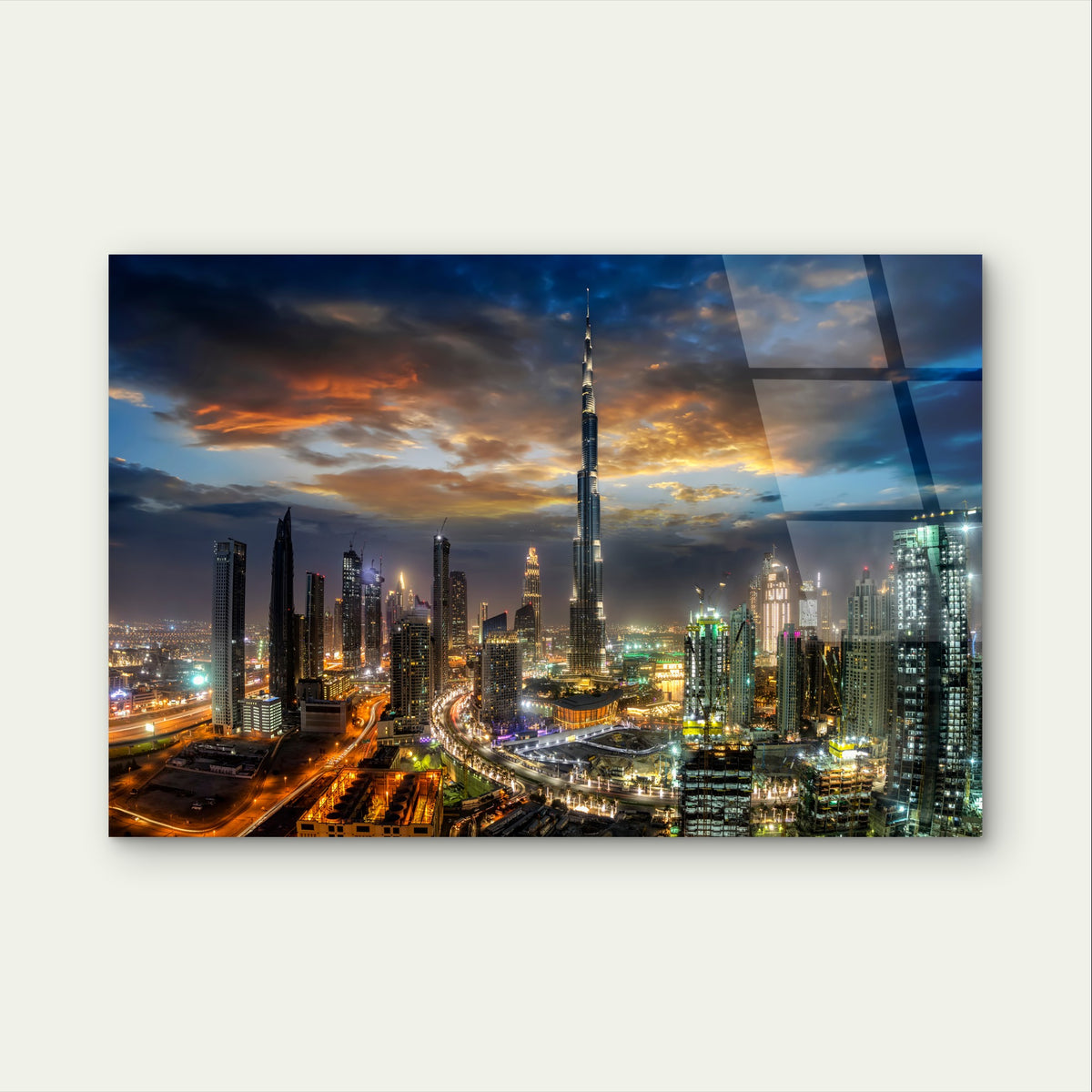 Dubai Burj Khalifa Night City Skyline Acrylic Glass Printing Wall Art Australian Made Quality