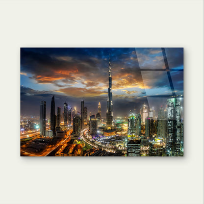 Dubai Burj Khalifa Night City Skyline Acrylic Glass Printing Wall Art Australian Made Quality