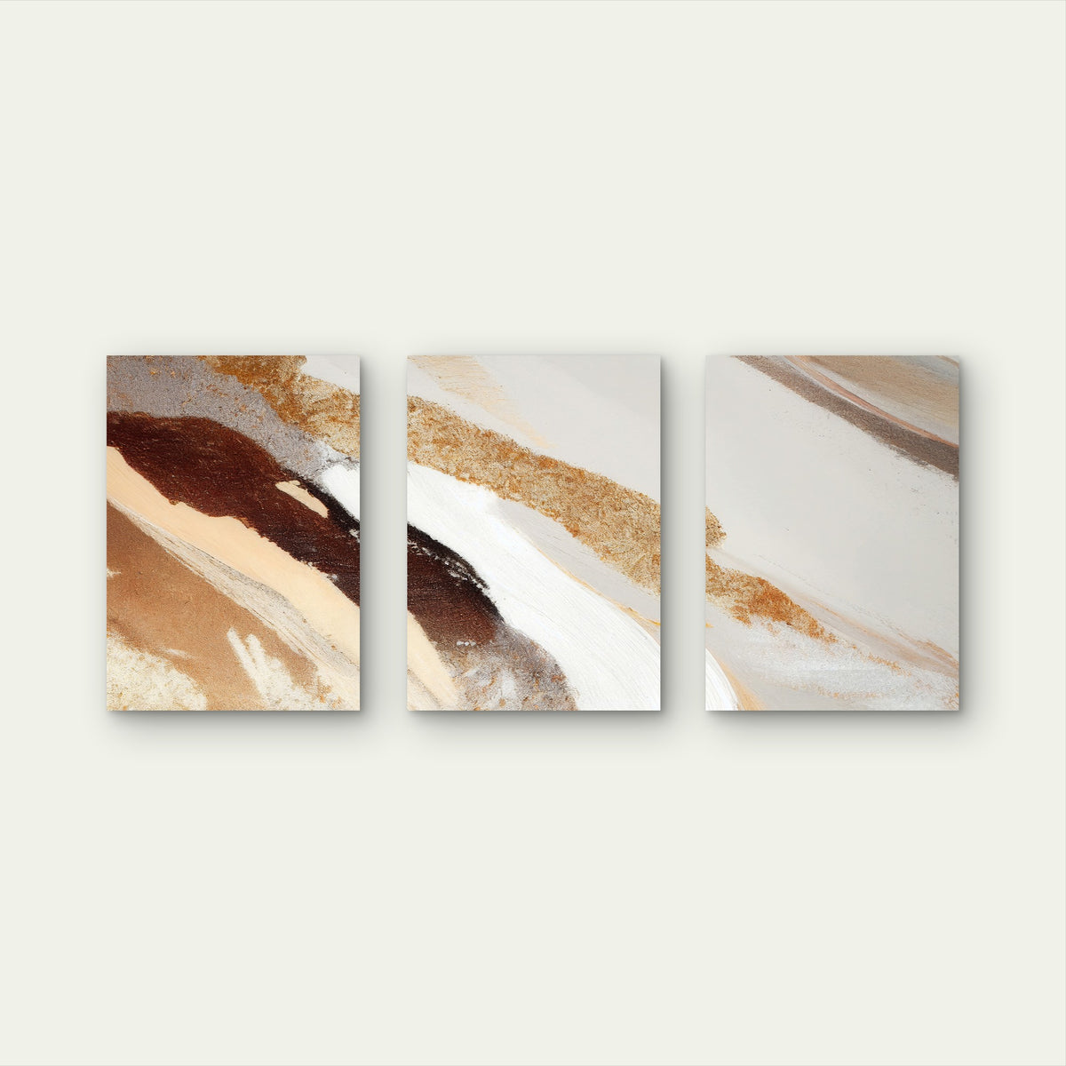 3pcs Gold Glitter Abstract Brown Beige Fluid Wall Art Set Canvas Framed 60x90cm - High Quality Print 100% Australian Made Wall Canvas Ready to Hang