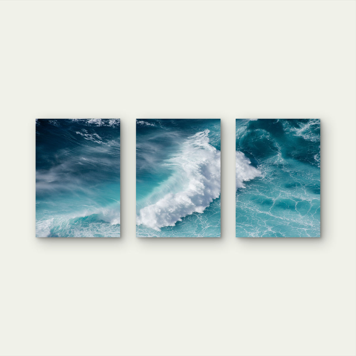 3pcs Blue Ocean Sea Wave Foam Turquoise Surf Wall Art Set Canvas Framed 40x60cm - High Quality Print 100% Australian Made Wall Canvas Ready to Hang
