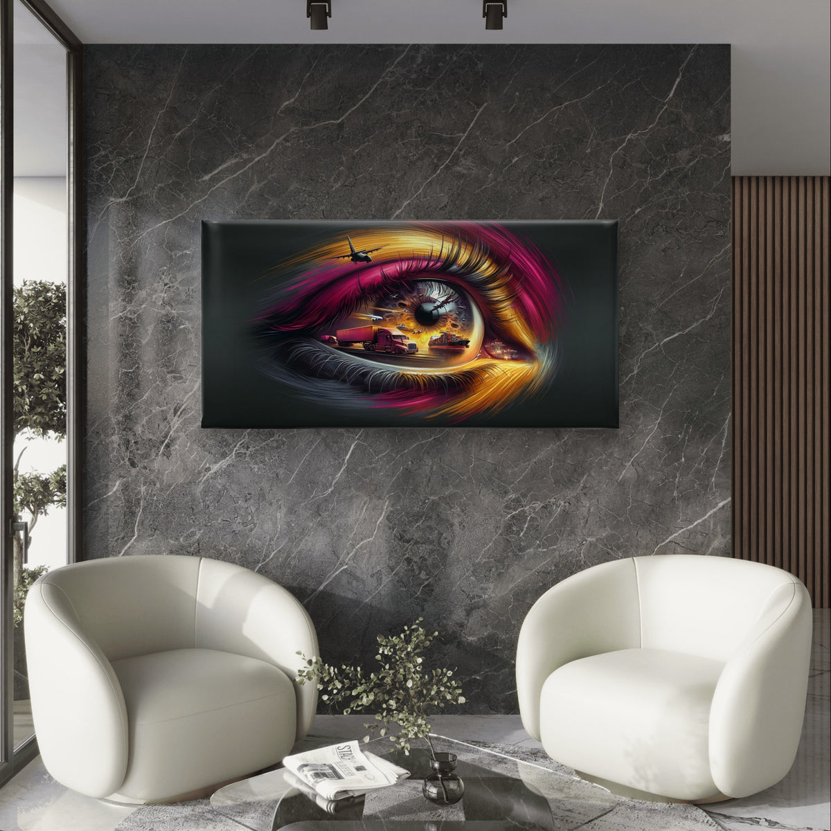 Modern Eye Truck Logistics Cargo Wall Art Canvas Office Home Framed 120x60cm