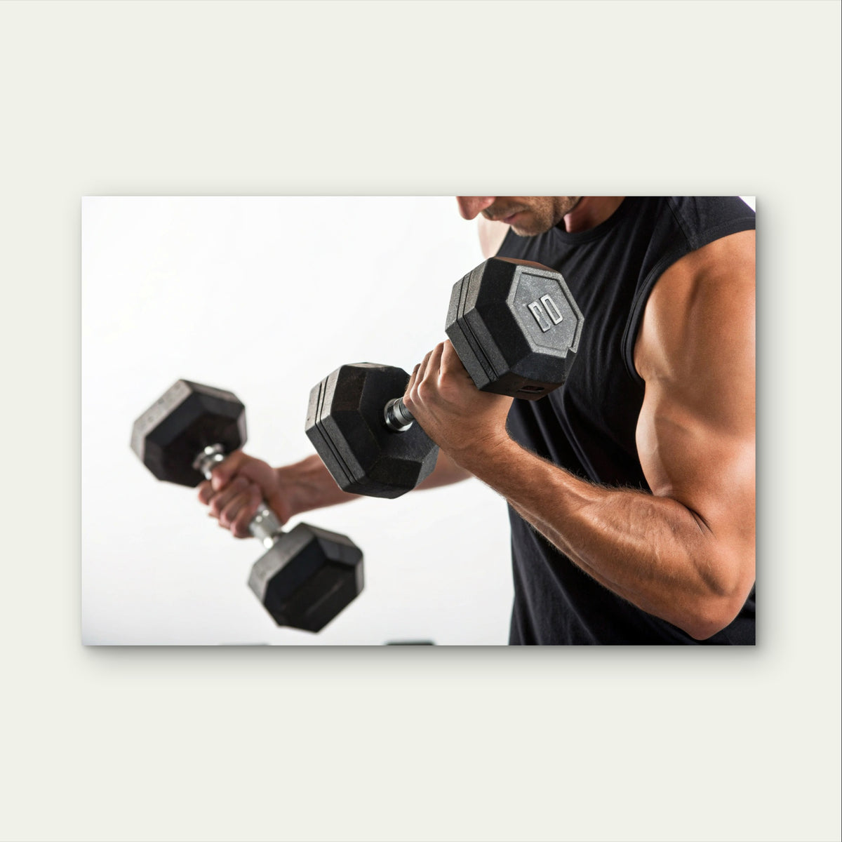 Bodybuilding Gym Dumbbell Fitness Man 5mm Plastic Poster Ready to Hang 90x60cm