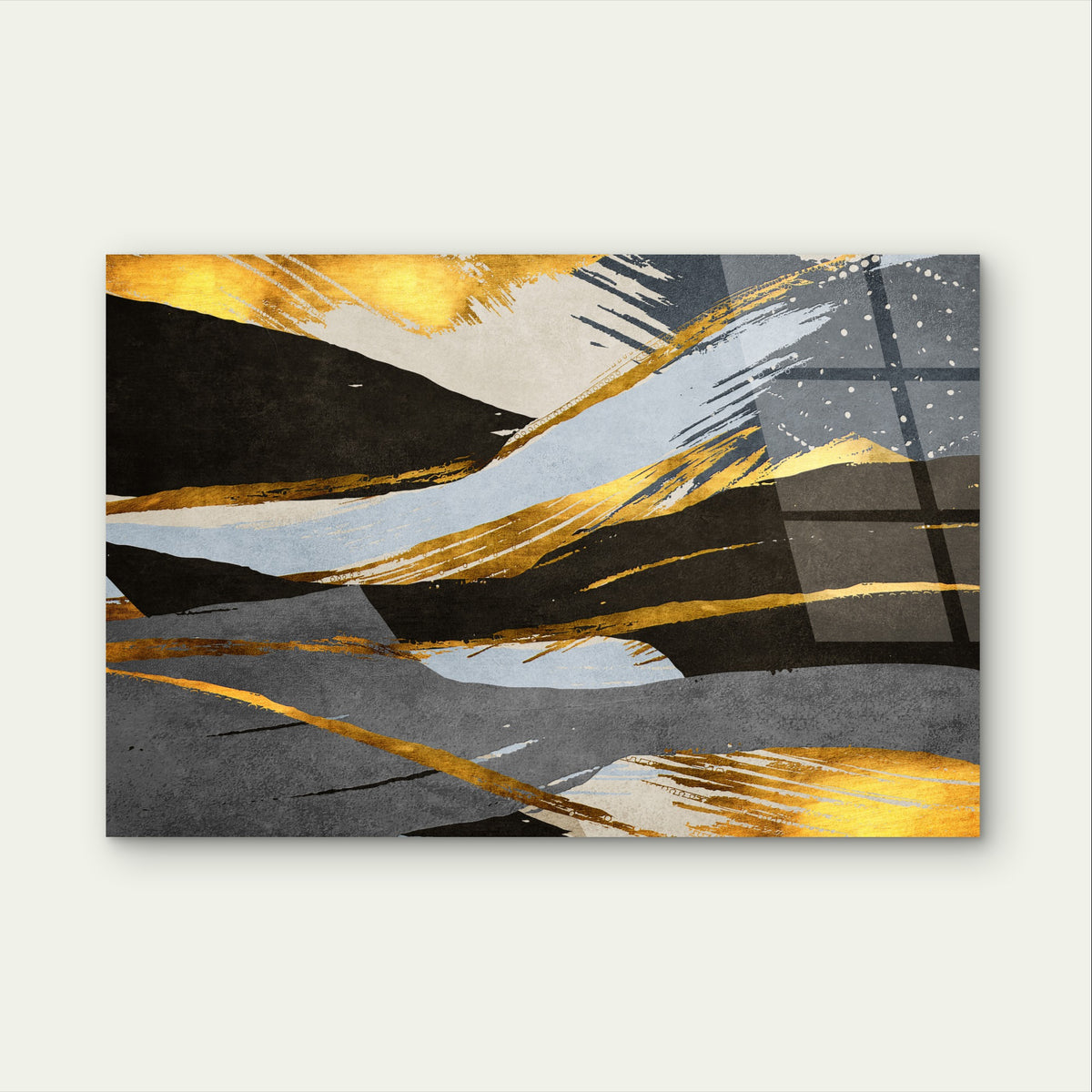 Gold Foil Abstract Black Grey Modern Art    Acrylic Glass Printing Wall Art Australian Made Quality (Copy)