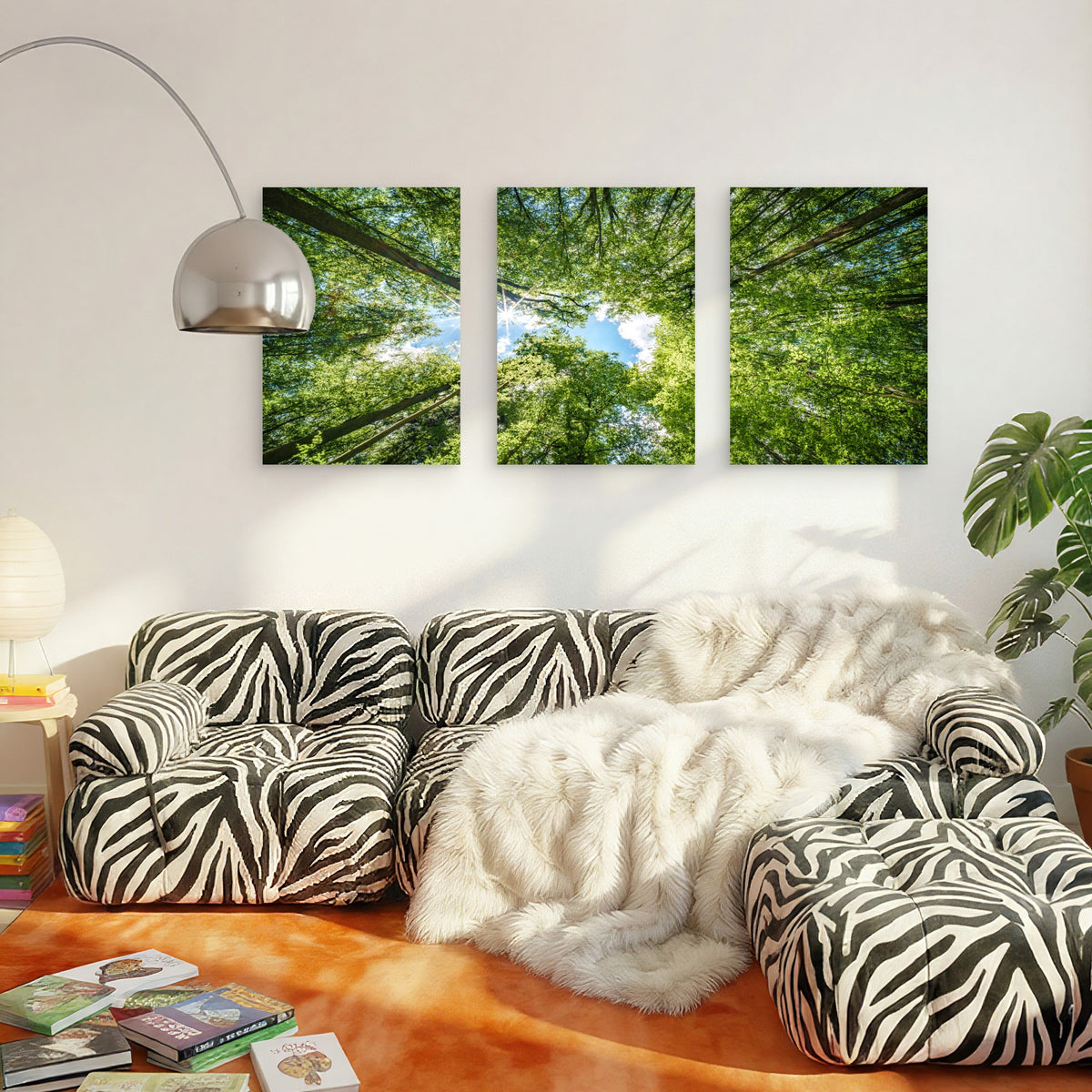 3pcs Vibrant Green Forest Canopy Tree Nature Wall Art Set Canvas Framed 40x60cm - High Quality Print 100% Australian Made Wall Canvas Ready to Hang