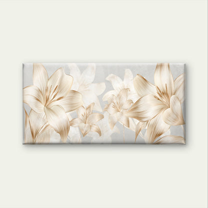 Gold Lily Line Flowers Luxury Wall Art Canvas Office Home Framed 120x60cm