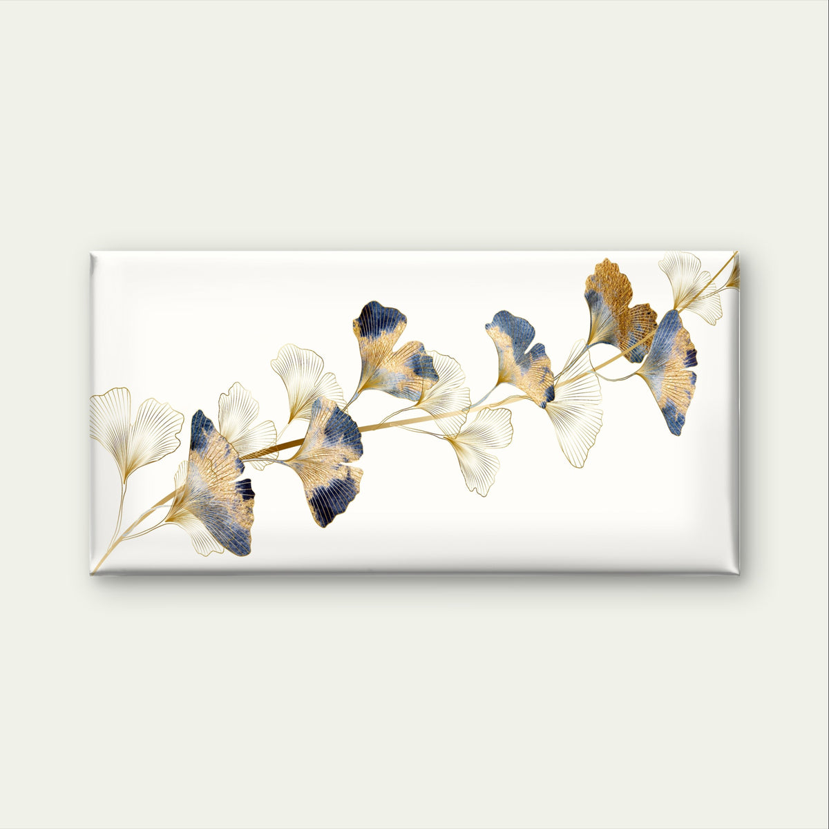 Gold Navy Ginkgo Biloba Leaf Wall Art Canvas Office Home Framed 120x60cm