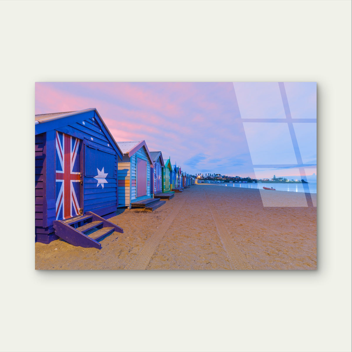 Brighton Beach Boxes Melbourne Flag Acrylic Glass Printing Wall Art Australian Made Quality