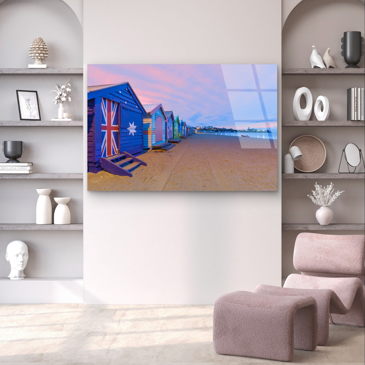 Brighton Beach Boxes Melbourne Flag Acrylic Glass Printing Wall Art Australian Made Quality