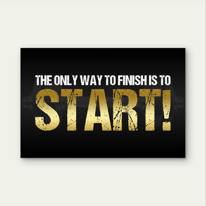 Motivational Gym Quote Gold Typography 5mm Plastic Poster Ready to Hang 90x60cm