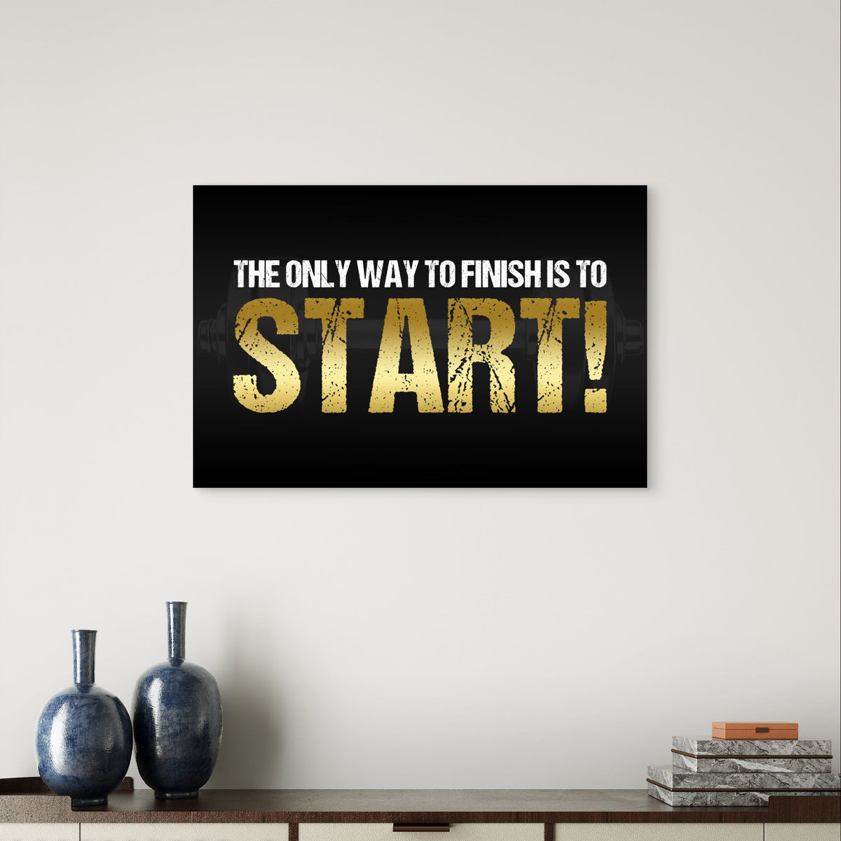 Motivational Gym Quote Gold Typography 5mm Plastic Poster Ready to Hang 90x60cm