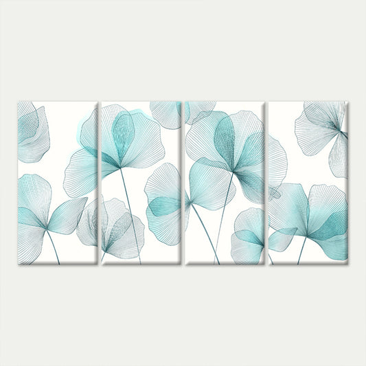 4pcs Nordic Elegant Aqua Ginkgo Biloba Leaf Wall Art Canvas Framed 45x80cm        - High Quality Print 100% Australian Made Wall Canvas Ready to Hang