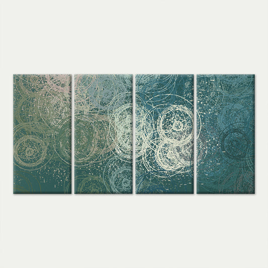 4pcs Glorious Teal Blue Green Circle Swirl Wall Art Canvas Framed 45x80cm - High Quality Print 100% Australian Made Wall Canvas Ready to Hang