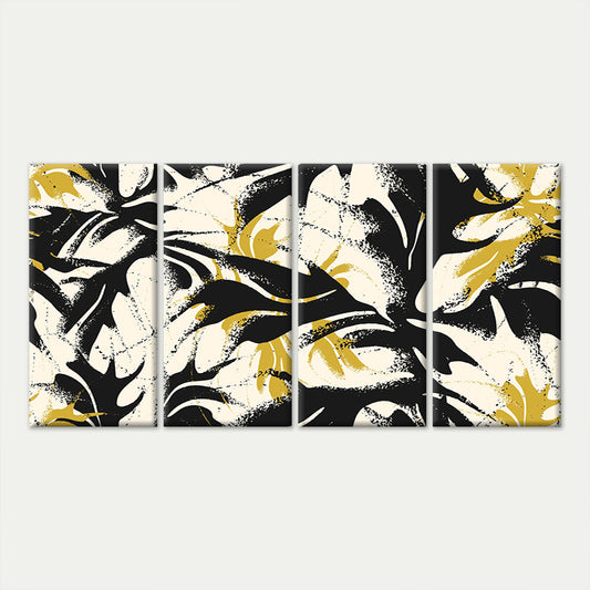 4pcs Abstract Monstera Leaf Gold Black Modern Wall Art Canvas Framed 45x80cm        - High Quality Print 100% Australian Made Wall Canvas Ready to Hang