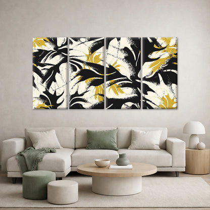 4pcs Abstract Monstera Leaf Gold Black Modern Wall Art Canvas Framed 45x80cm        - High Quality Print 100% Australian Made Wall Canvas Ready to Hang