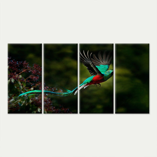 4pcs Glorious Flying Emerald Avian Flight Wall Art Canvas Framed 45x80cm - High Quality Print 100% Australian Made Wall Canvas Ready to Hang