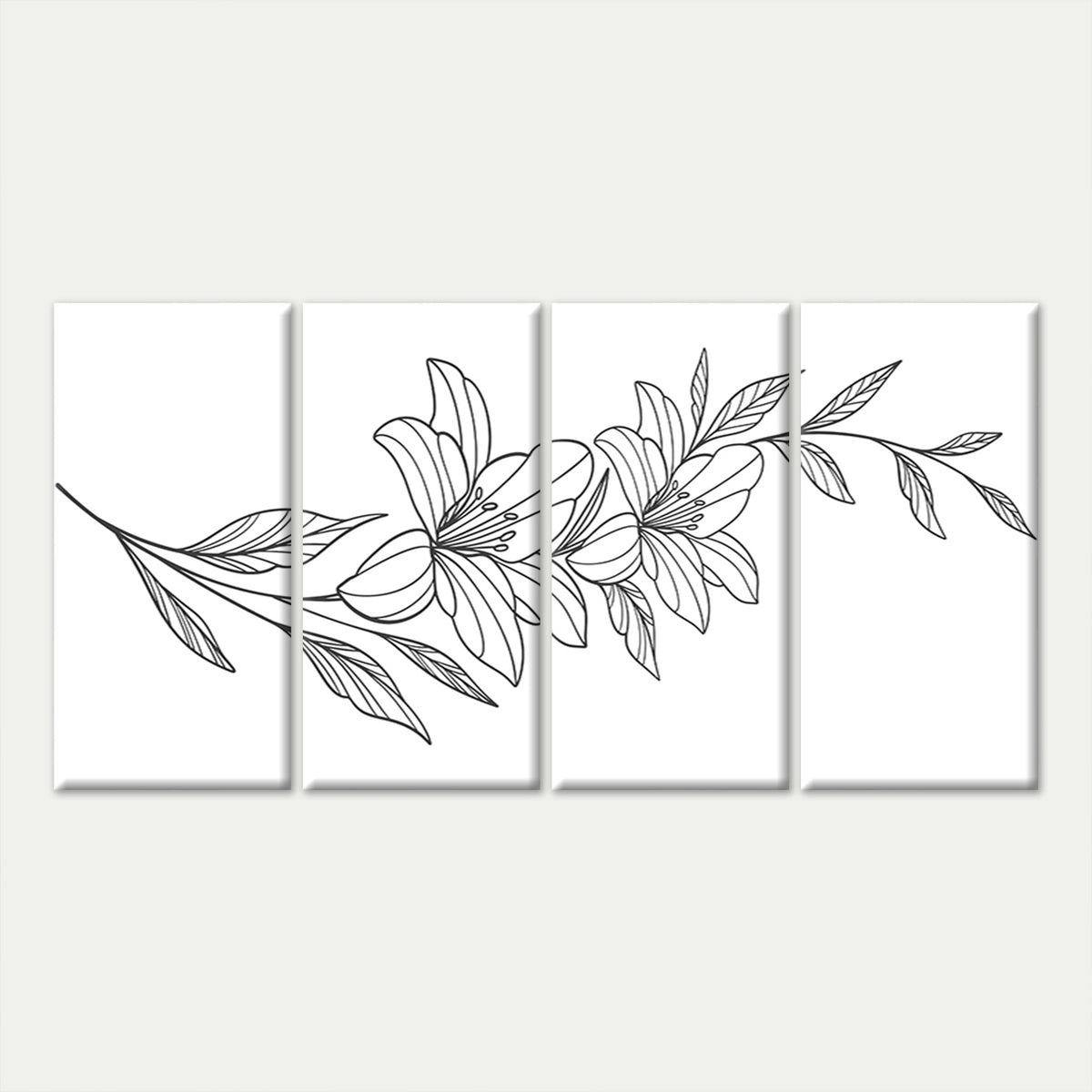 4pcs Minimalist Flower Line Art Black White Wall Art Canvas Framed 45x80cm        - High Quality Print 100% Australian Made Wall Canvas Ready to Hang