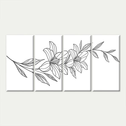 4pcs Minimalist Flower Line Art Black White Wall Art Canvas Framed 45x80cm        - High Quality Print 100% Australian Made Wall Canvas Ready to Hang