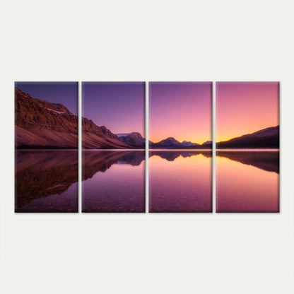 4pcs Purple Mountain Lake Sunset Nature Landscape Wall Art Canvas Framed 45x80cm         - High Quality Print 100% Australian Made Wall Canvas Ready to Hang