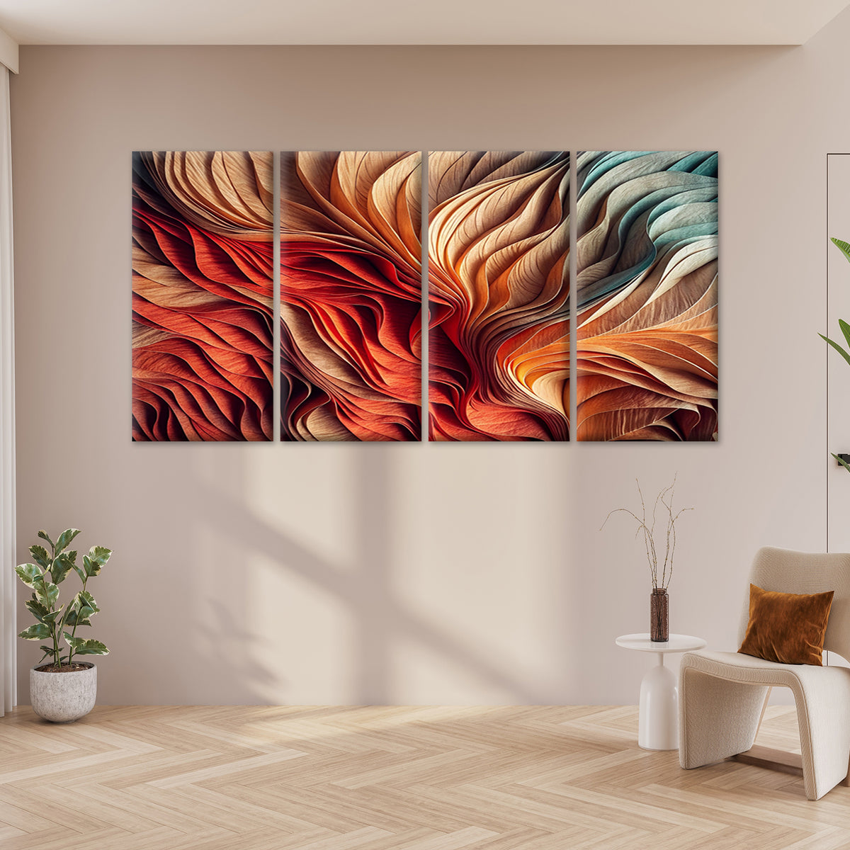 4pcs Abstract Wavy Curved Line Texture Gradient Wall Art Canvas Framed 45x80cm         - High Quality Print 100% Australian Made Wall Canvas Ready to Hang
