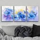 3pcs Blue Flower Colorful Floral Light Perfect Wall Art Set Canvas Framed 40x60cm - High Quality Print 100% Australian Made Wall Canvas Ready to Hang