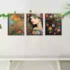 3pcs Charming Fashion Abstract Women with Floral Canvas Unframed - High Quality Print 100% Australian Made Wall Canvas