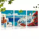 3pcs Beautiful Seaside with Flowers and Seagulls Wall Art Canvas Unframed - High Quality Print 100% Australian Made Wall Canvas