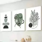 3pcs Minimalist Monochrome Botanical design Wall Art Set Canvas Framed 60x90cm - High Quality Print 100% Australian Made Wall Canvas Ready to Hang