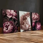 3pcs Peony Botanical Canvas Wall Art Canvas Unframed - High Quality Print 100% Australian Made Wall Canvas