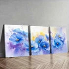 3pcs Blue Flower Colorful Floral Light Perfect Wall Art Set Canvas Framed 40x60cm - High Quality Print 100% Australian Made Wall Canvas Ready to Hang
