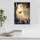 Enchanting Butterfly Forest Scene Painting 40x60cm Metal Print Ready to Hang
