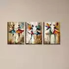 3pcs Charming Vintage Abstract Confident Dancer Canvas Unframed - High Quality Print 100% Australian Made Wall Canvas
