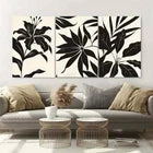 3pcs Black Floral Leaf Elegant Botanical Metal Print Ready to Hang Art
