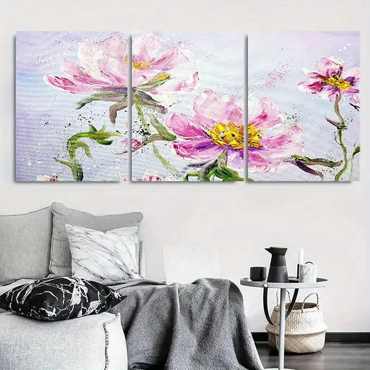 3pcs Romantic Pink Peony Floral Metal Print Ready to Hang Art