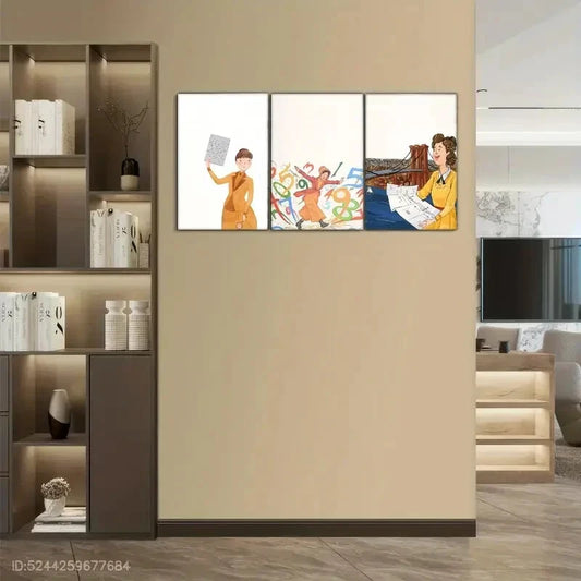 3pcs Abstract Vibrant Decorative Print Vintage Metal Print Ready to Hang